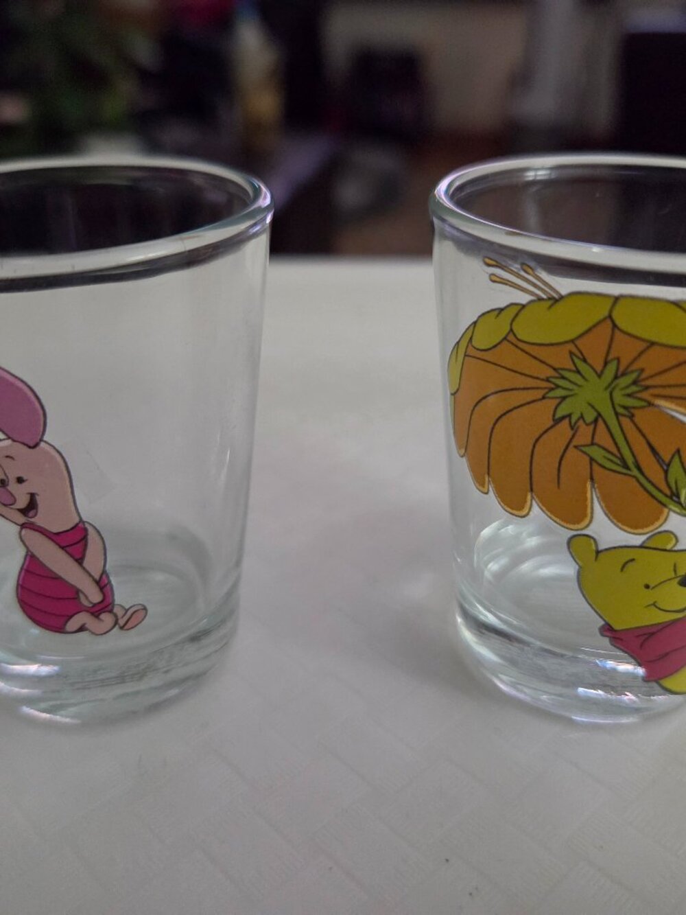 set of two Disney 1 once shot glass with Disney characters